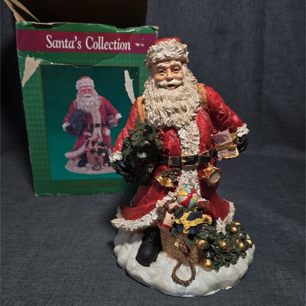 1995 Santa’s Collection “Heavy Santa” Figure 9” Tall Christmas Tree & Toys